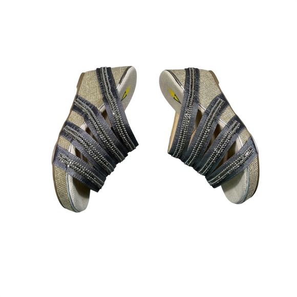Volatile Shoes - NIB Volatile Levee Pewter Rhinestone Wedge Slide Sandals Women's Size 9